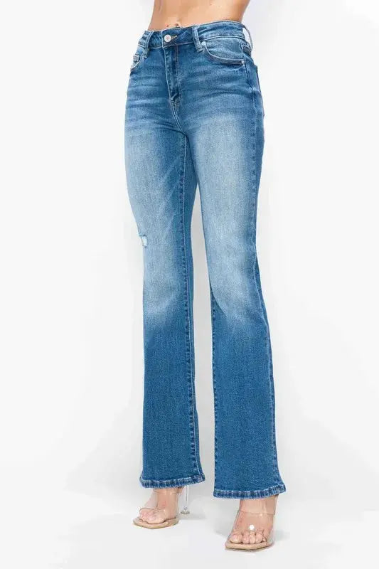 bytos Full Size Distressed High Rise Jeans with Pockets  Style Ratio