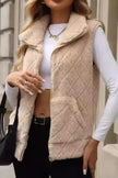 Fuzzy Plaid Texture Zip Up Vest Coat  Style Ratio