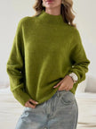 Mock Neck Dropped Shoulder Sweater  Style Ratio