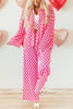 Checkerboard Print Long Sleeve Top and Pants Set  Style Ratio