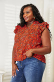 Double Take Floral Flutter Sleeve Notched Neck Blouse  Style Ratio