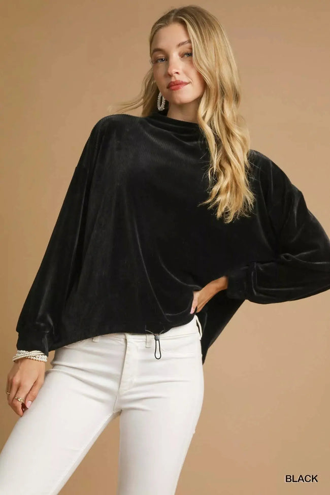 Umgee Ribbed Drawstring Hem Sweater  Style Ratio