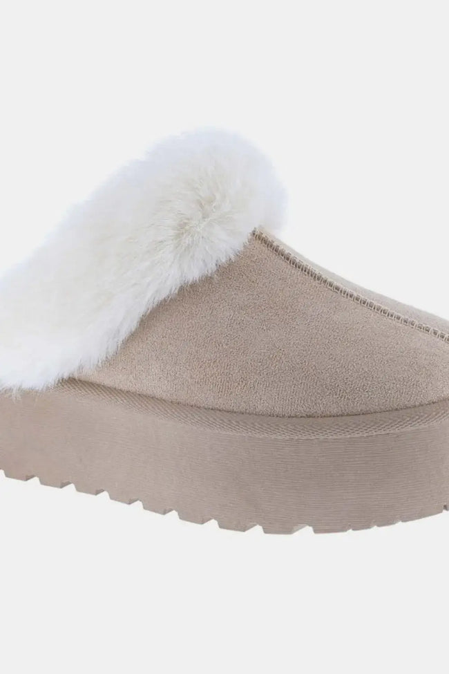 Weeboo Thick Bottom Fur Trim Slip Ons  Style Ratio