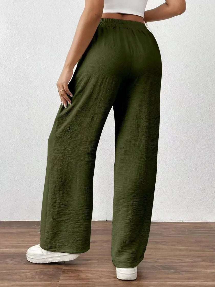 Casual Drawstring Wide Leg Pants  Style Ratio