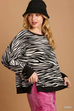 Umgee Zebra Striped Fleece Pullover Sweatshirt  Style Ratio