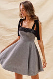 SO ME Houndstooth Fit Flare Mini Dress with Shoulder Tie  Style Ratio