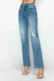 bytos Full Size Distressed High Rise Straight Jeans  Style Ratio