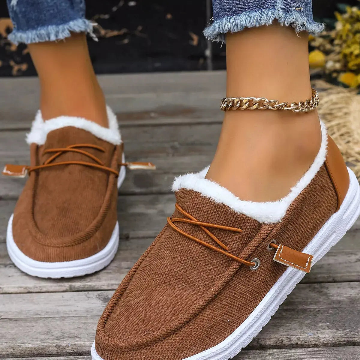 Faux Fur Lined Slip-Ons  Style Ratio