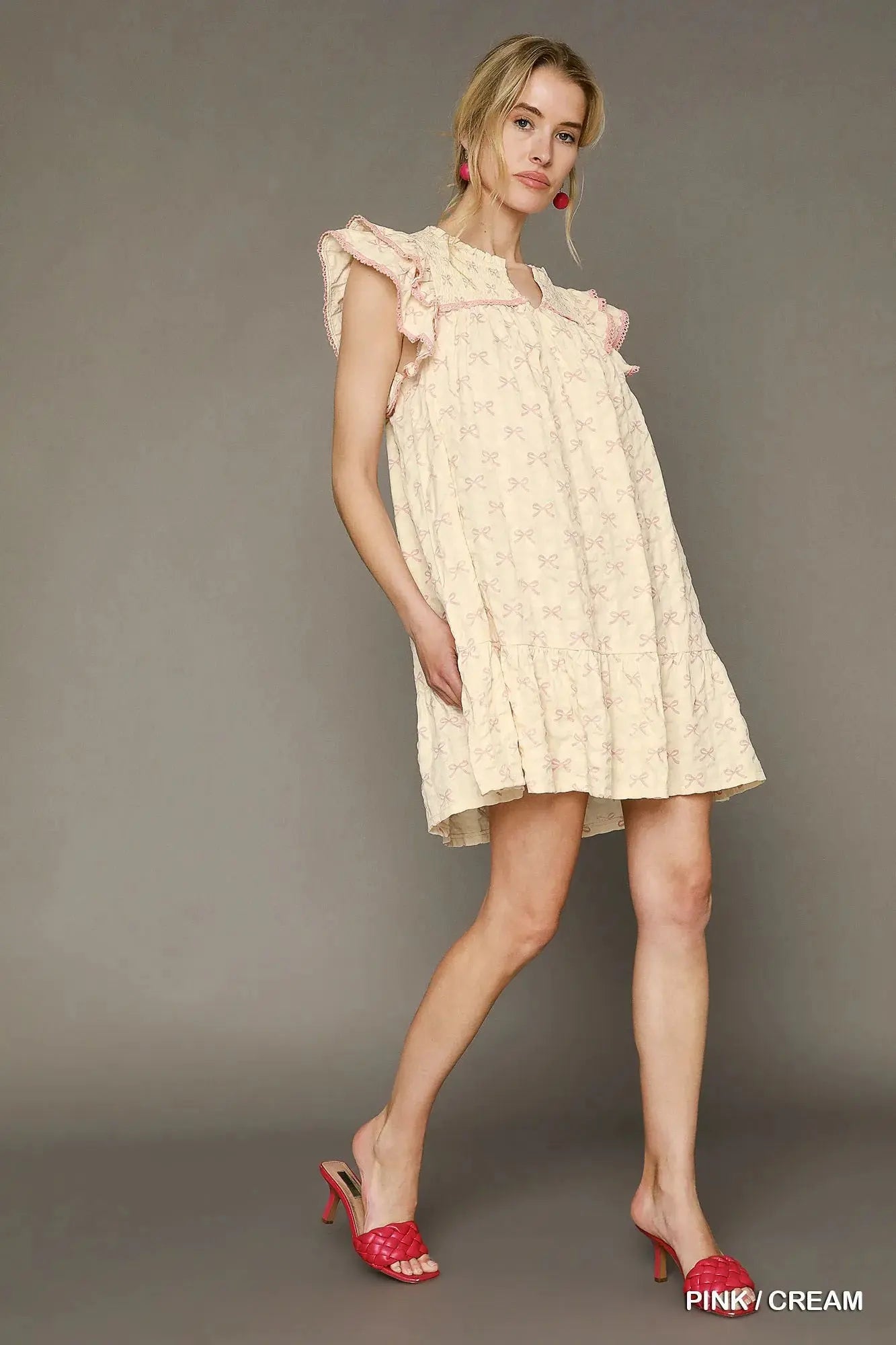 Umgee Bow Print Ruffled Cap Sleeve Mini Dress  Style Ratio