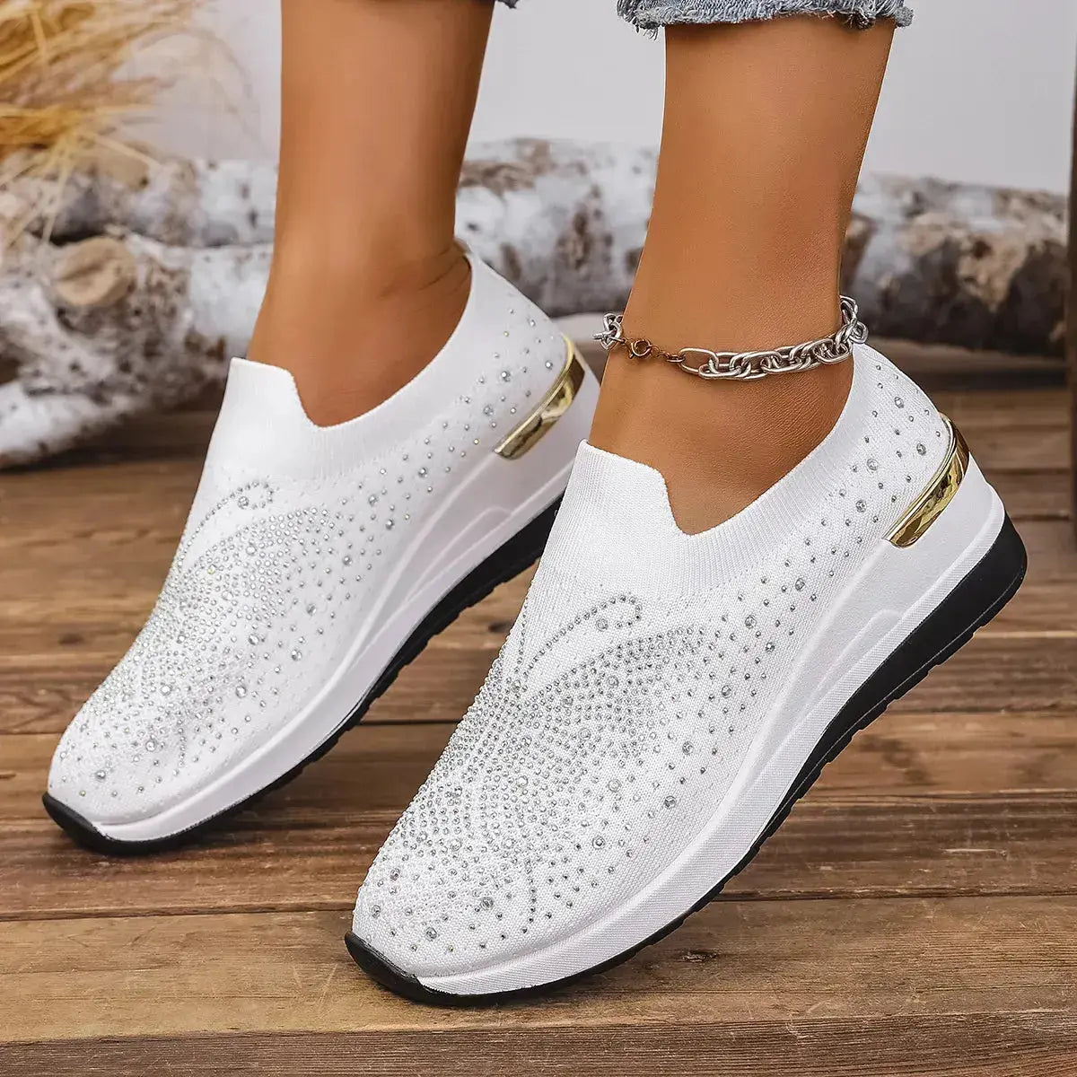 Rhinestone Wedge Sneakers  Style Ratio