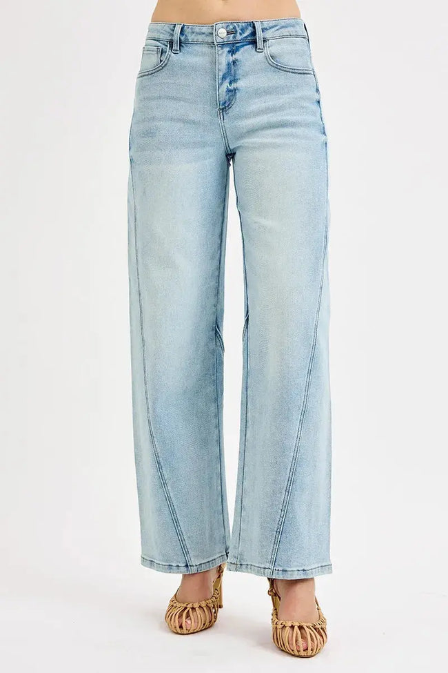 RISEN Full Size Mid Rise Fit Barrel Jeans  Style Ratio