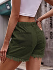 Denim Drawstring Raw Hem Denim Shorts  Style Ratio