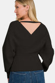 Zenana Cross Wrap Rib Long Sleeve Sweater  Style Ratio