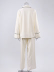 Contrast Trim Button Up Top and Pants Lounge Set  Style Ratio