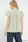 Umgee V-Neck Stripe Top with Lace Trim  Style Ratio