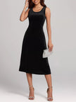 Round Neck Sleeveless Velvet A-Line Midi Dress  Style Ratio