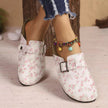 Floral Print Buckle Decor Slip-Ons  Style Ratio