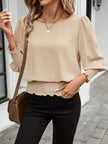 Smocked Waist Round Neck Blouse  Style Ratio