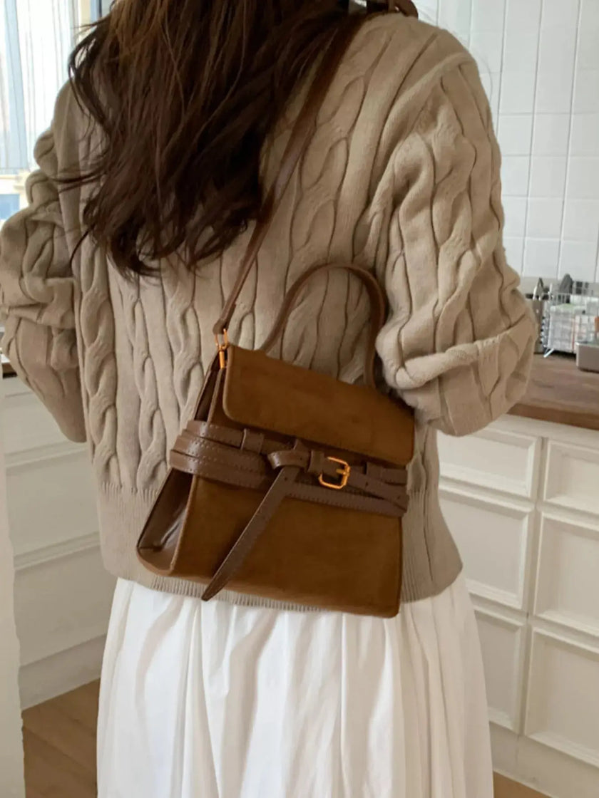 Suede Buckle Decor Crossbody Bag  Style Ratio