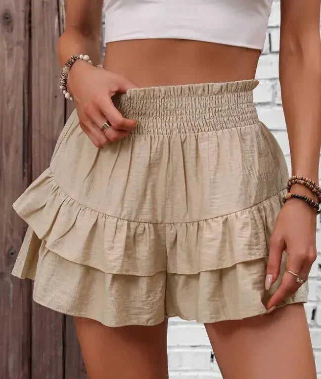 Ruffle Layered High Waist Casual Skort  Style Ratio
