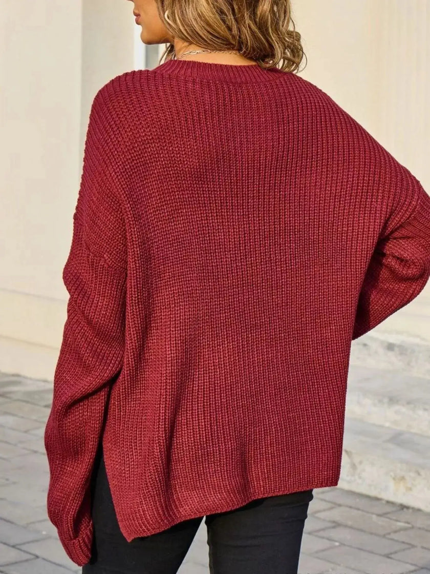 Pocket Detail Round Neck Sweater  Style Ratio