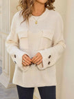 Pocket Detail Round Neck Sweater  Style Ratio