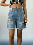 Full Size Ripped Frayed Hem Denim Shorts  Style Ratio