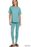Zenana Brushed Dty Microfiber Short Sleeve Top and Pants Loungewear Set  Style Ratio