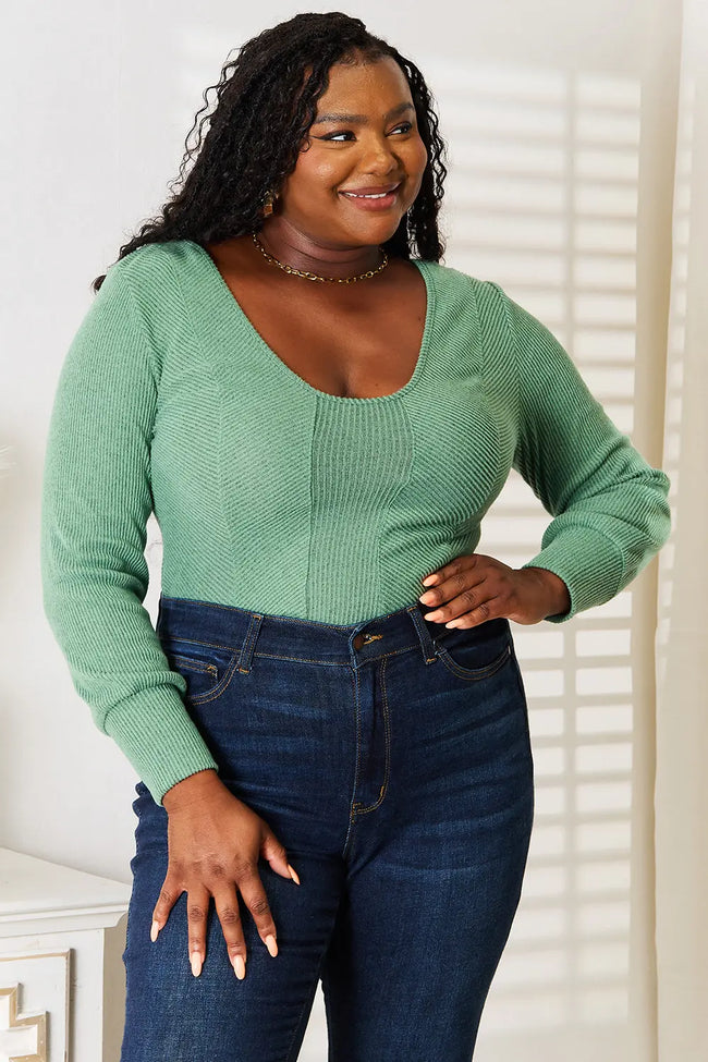 Basic Bae Scoop Neck Long Sleeve Top  Style Ratio