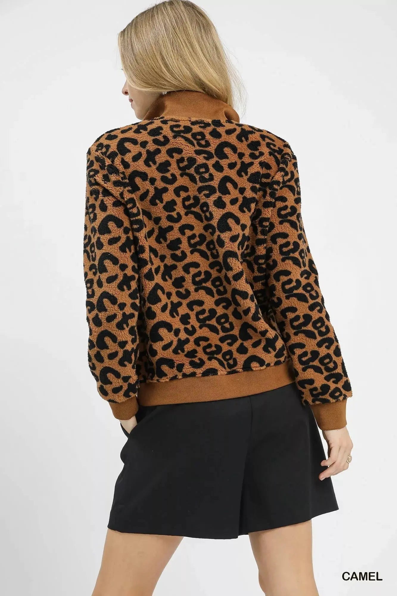 Umgee Leopard Print Quarter-Zip Sweatshirt  Style Ratio