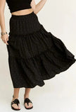 Adora Rhinestone Accent Tiered Midi Skirt  Style Ratio