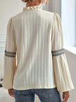 Notched Textured Balloon Sleeve Blouse  Style Ratio