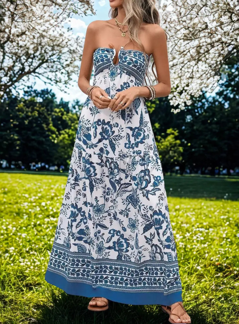 Floral Print Strapless Maxi Dress  Style Ratio