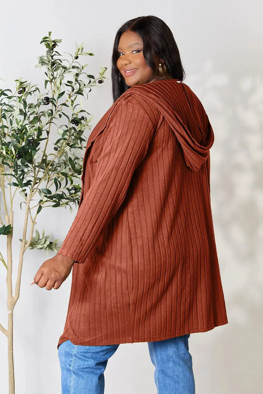 Basic Bae Full Size Hooded Sweater Cardigan  Style Ratio