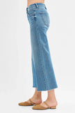 RISEN Tummy Control Mid Rise Crop Wide Front Slit Jeans  Style Ratio
