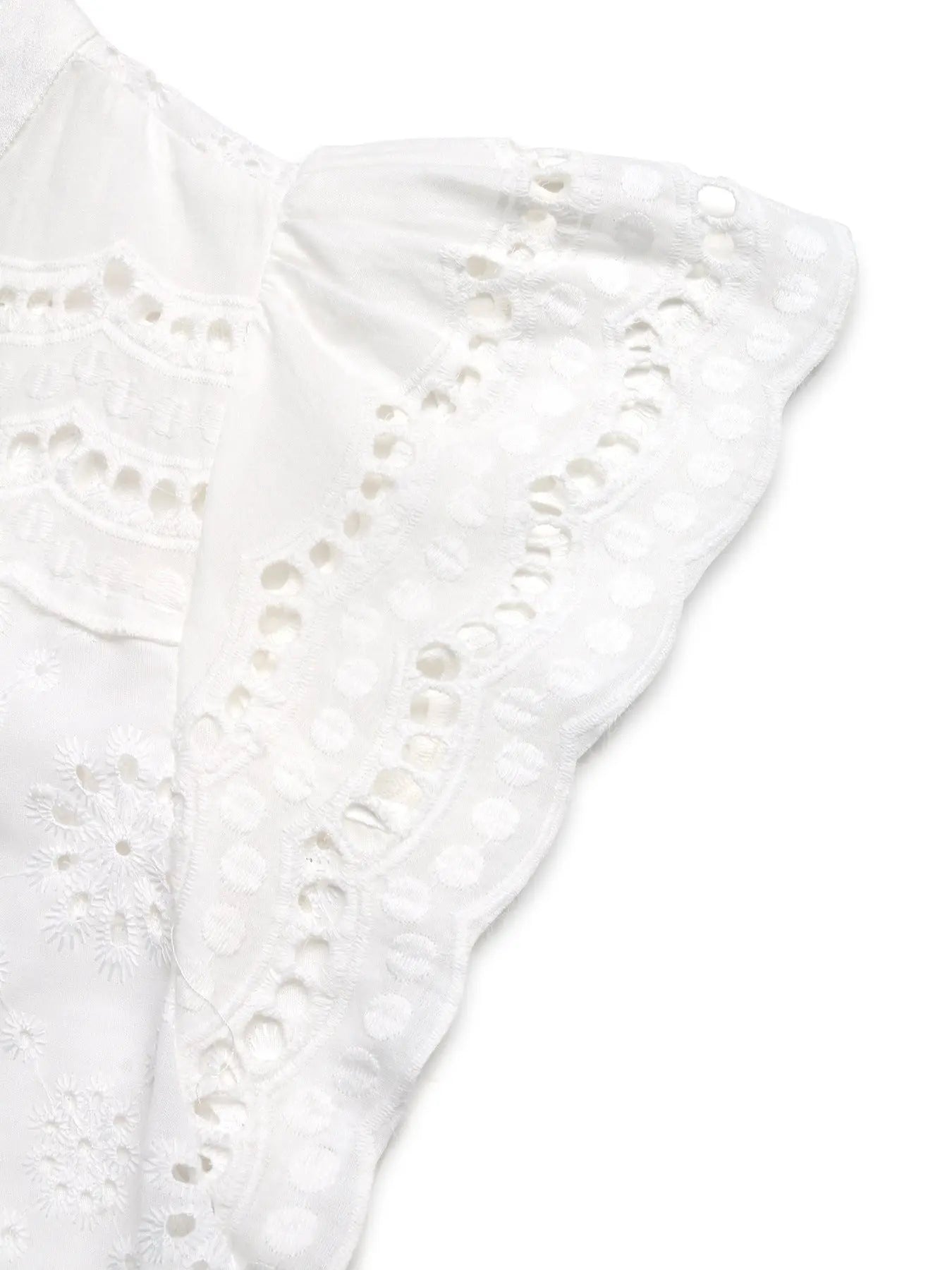 Eyelet Embroidered Button Up Blouse  Style Ratio