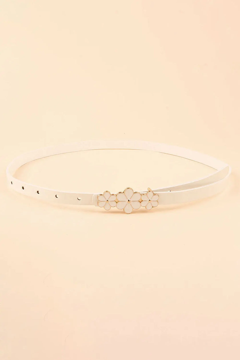Flower Decor Skinny PU Belt  Style Ratio