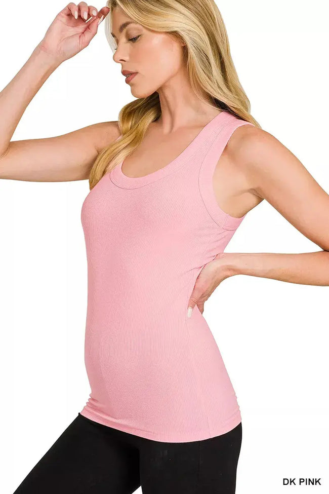 Zenana Ribbed Scoop Neck Tank Top  Style Ratio