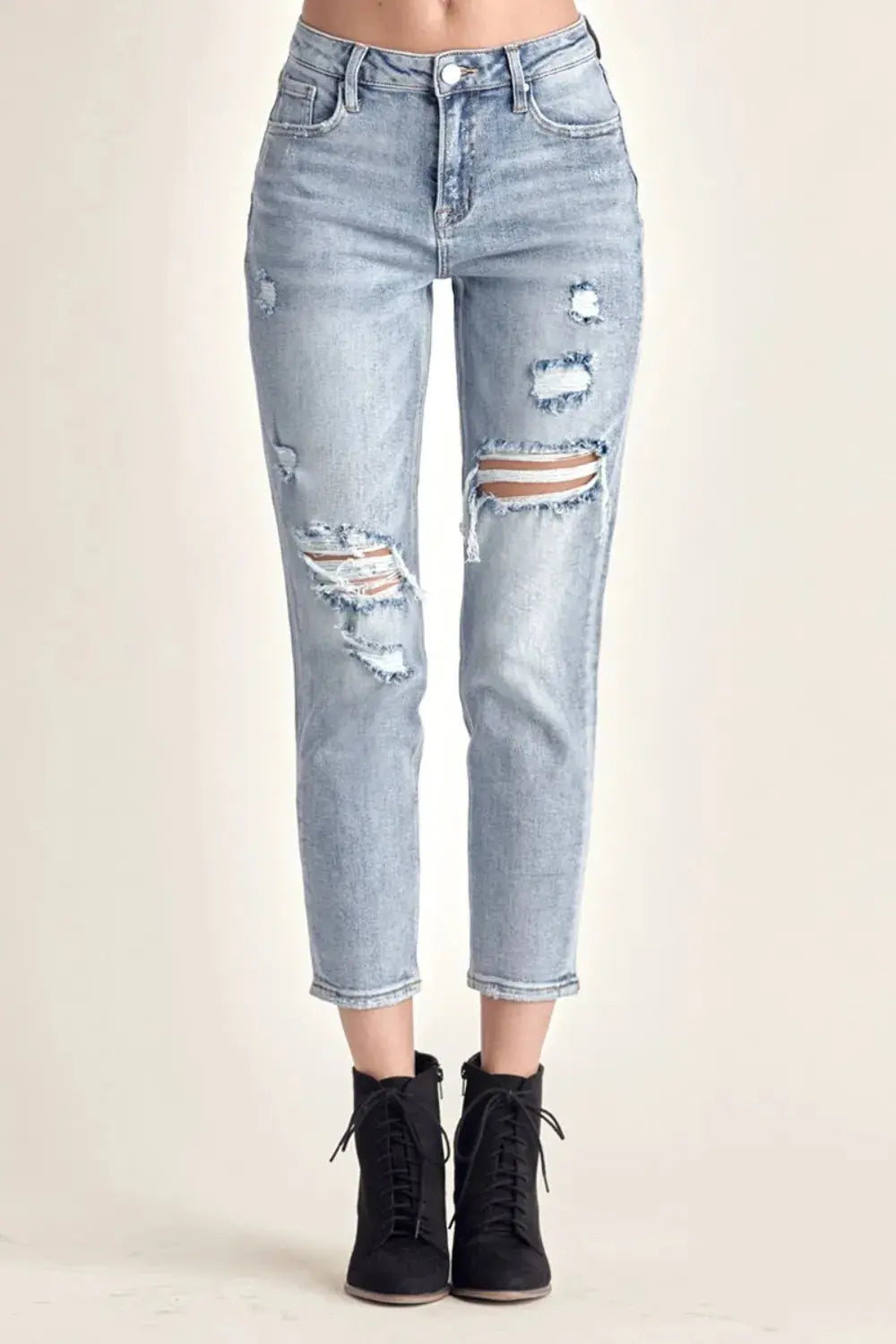 RISEN Distressed Slim Cropped Jeans  Style Ratio