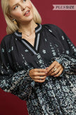 Umgee Full Size Floral Vine Print Blouse with Balloon Sleeves  Style Ratio
