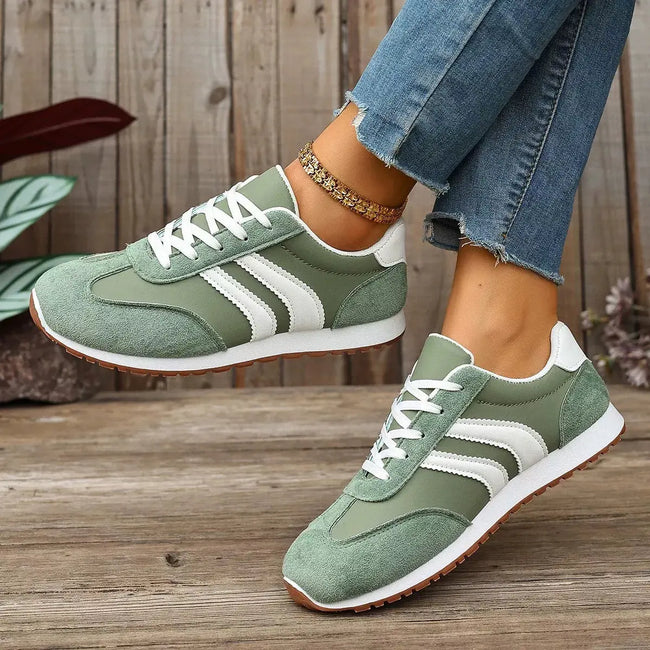 Striped Lace-Up Casual Sneakers  Style Ratio