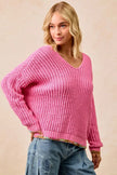 BiBi V Neck Sweater with Colorful Trim  Style Ratio