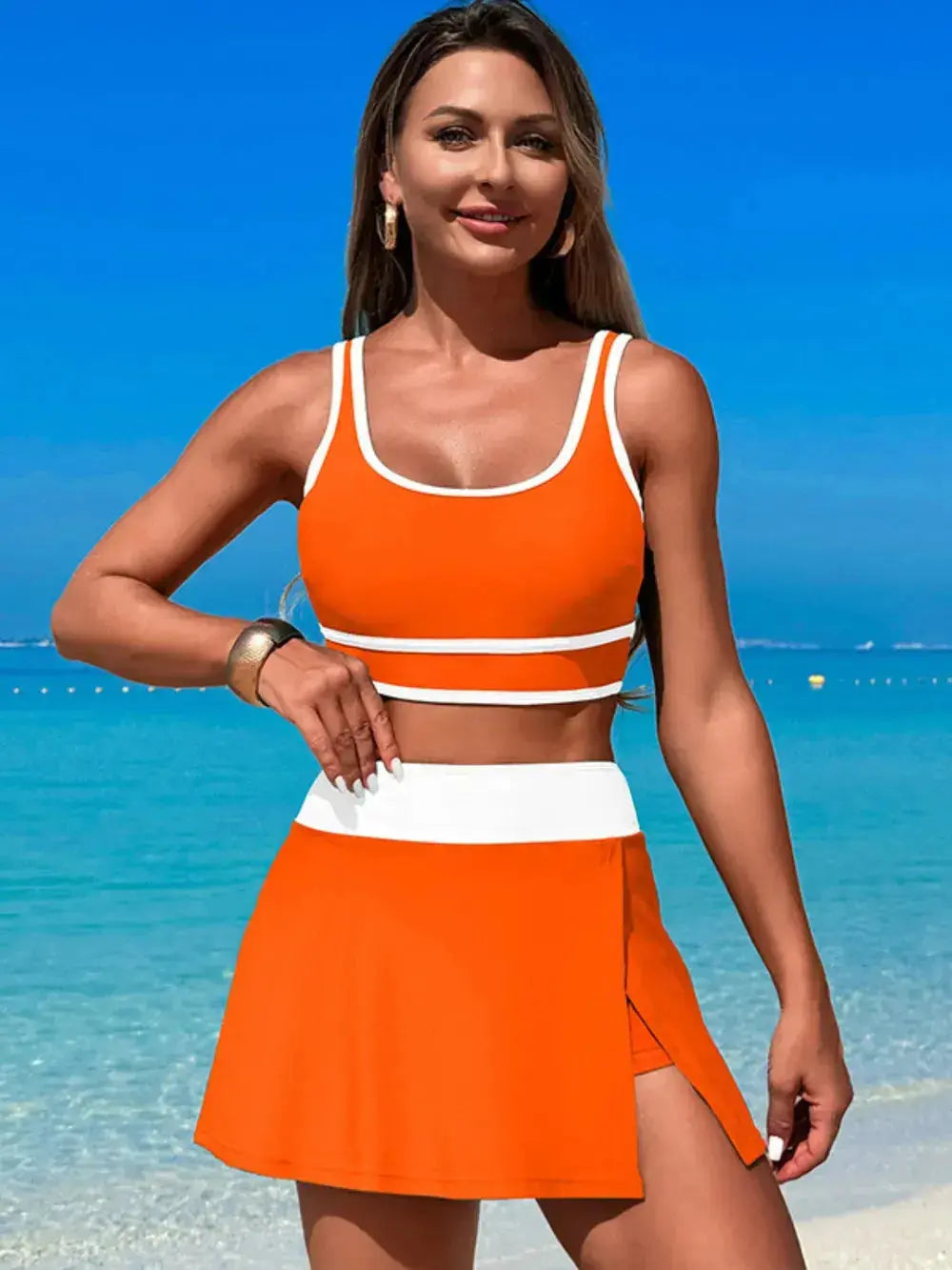 Scoop Neck Top and Skort Swim Set  Style Ratio
