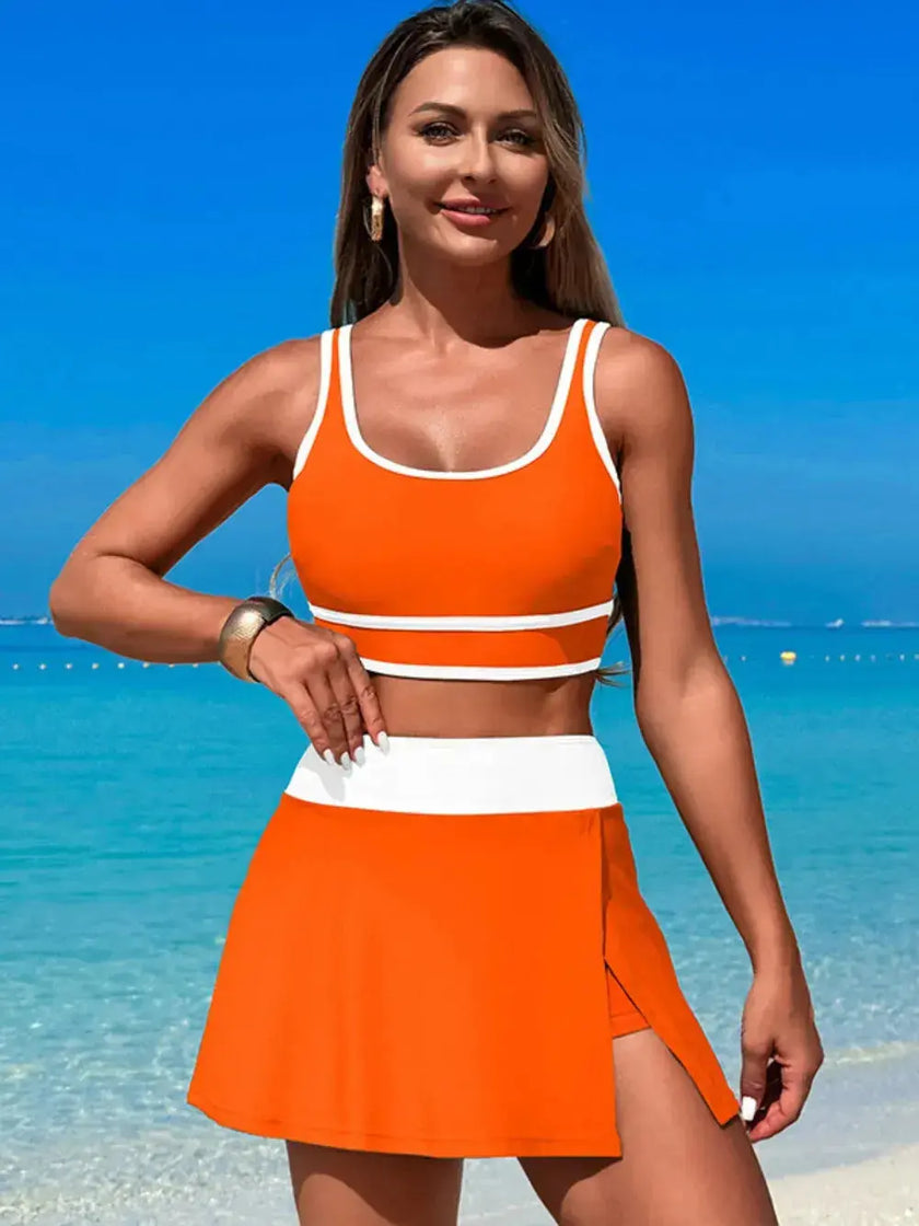 Scoop Neck Top and Skort Swim Set  Style Ratio