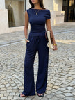 Asymmetrical Neck Top and Pants Set  Style Ratio