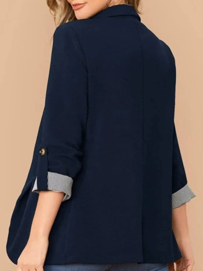 Lapel Collar Roll-Tab Sleeve Blazer  Style Ratio