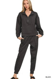 Zenana Scuba Half Zip Sweatshirt and Joggers Set  Style Ratio