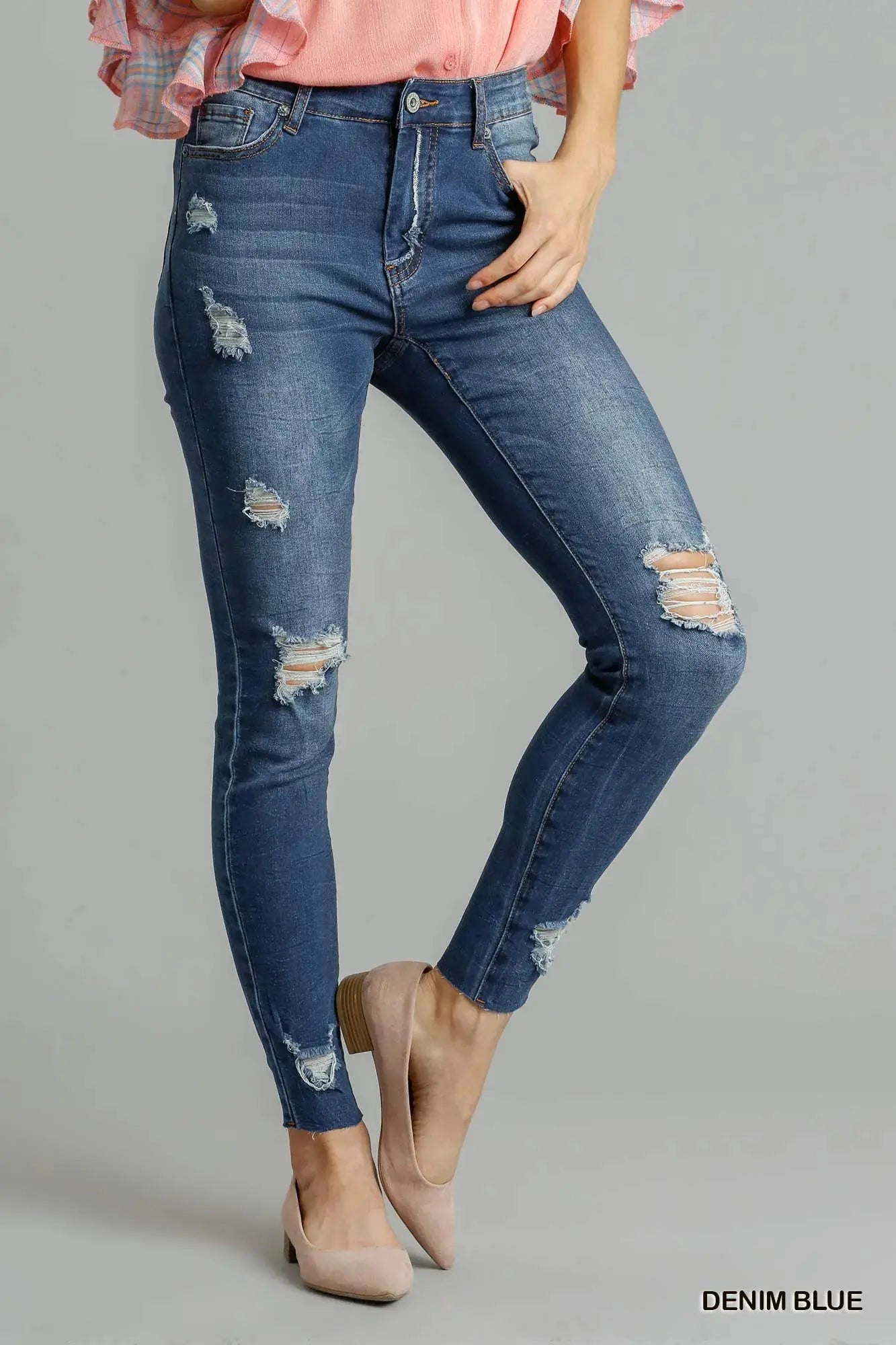 Umgee Distressed Skinny Jeans with Pockets  Style Ratio
