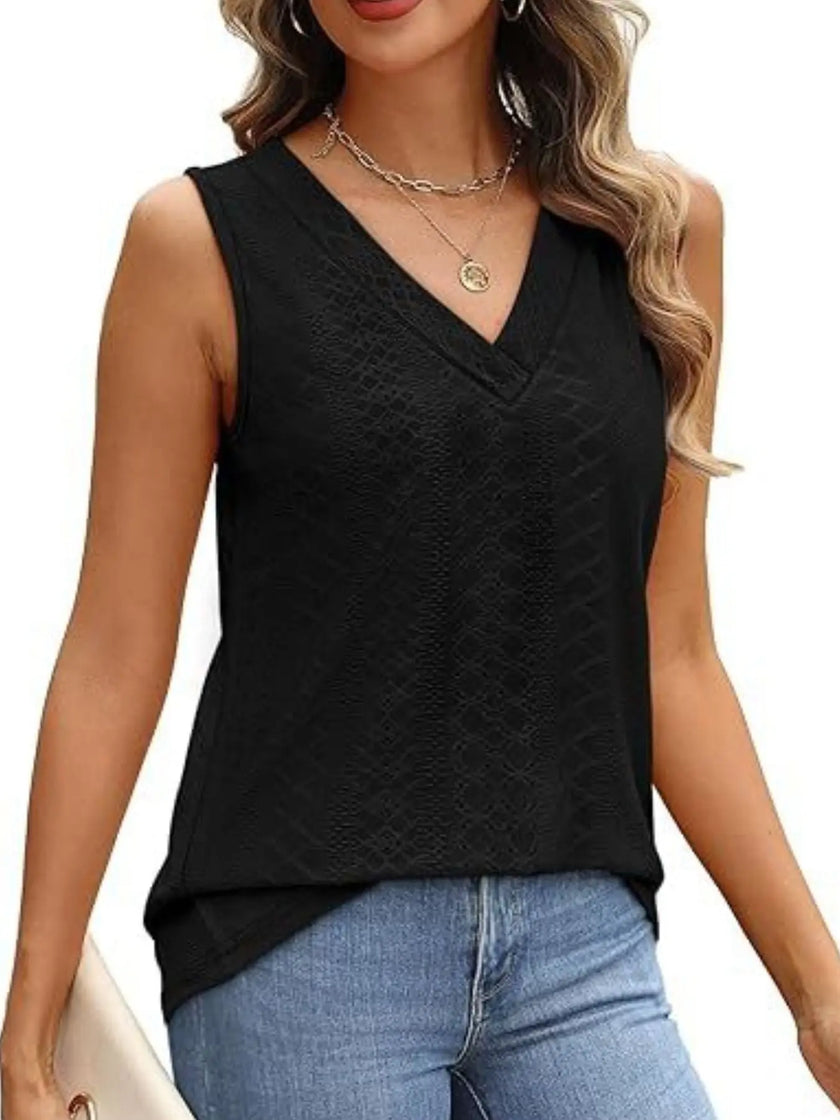 Eyelet V-Neck Tank  Style Ratio