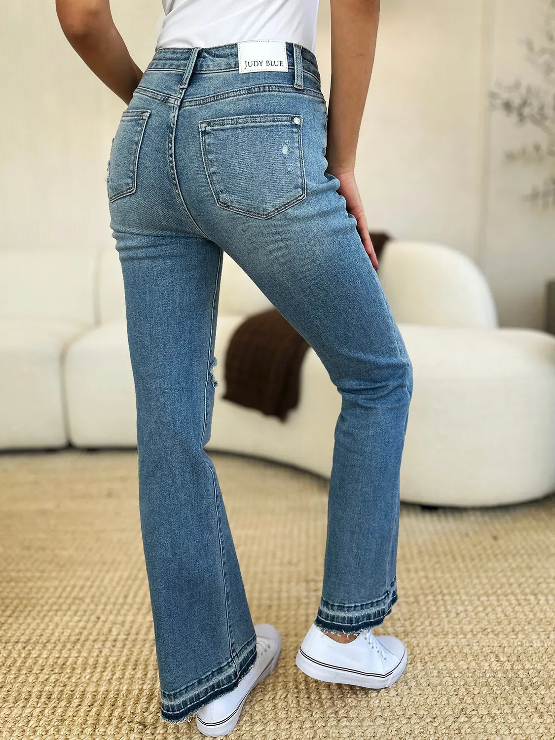 Judy Blue Mid Rise Distressed Jeans Trendsi
